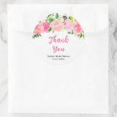 Pink Roses Floral Brautparty Vielen Dank Runder Aufkleber (Tasche)