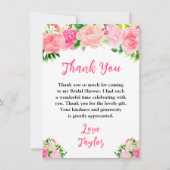 Pink Roses Floral Bridal Shower Dankeskarte (Vorderseite)