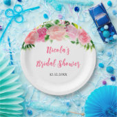 Pink Roses Floral Bridal Shower Pappteller (Party)