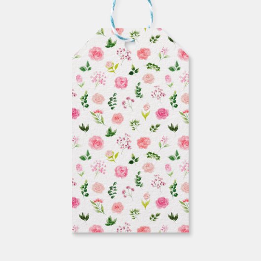 Pink Roses Floral Bridal Shower Thank You Geschenkanhänger (Rückseite)