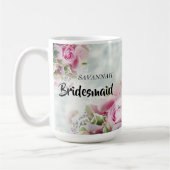 Pink Roses Floral Bridesmaid Gastgeschenk Hochzeit Kaffeetasse (Links)