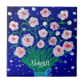 Pink Roses Floral Customized Ceramic Tile Fliese (Vorderseite)