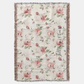 Pink Roses Floral Decke (Vorderseite Vertikal)