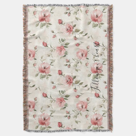 Pink Roses Floral Decke (Vorderseite Vertikal)