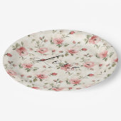 Pink Roses Floral Love Bridal Shower Pappteller (Schrägansicht)