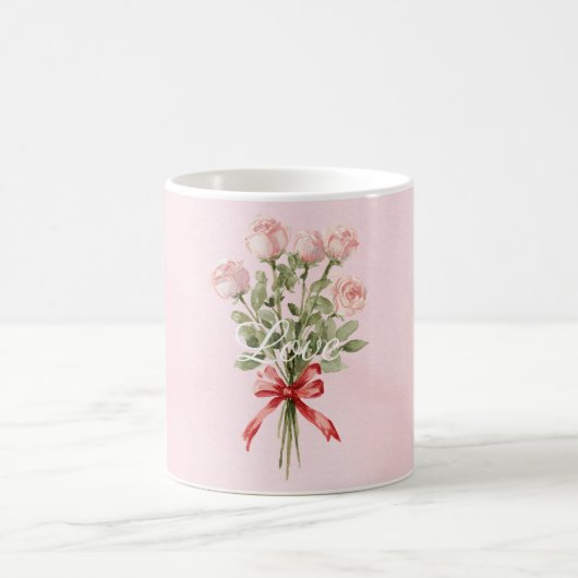 Pink Roses Floral Love Kaffeetasse (Mittel)