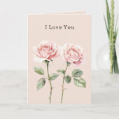 Pink Roses Floral Love Karte (Vorderseite)