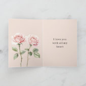 Pink Roses Floral Love Karte (Innenseite)