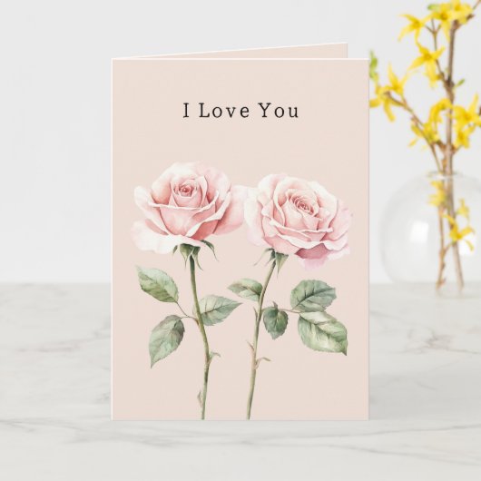 Pink Roses Floral Love Karte (Gelbe Blume)