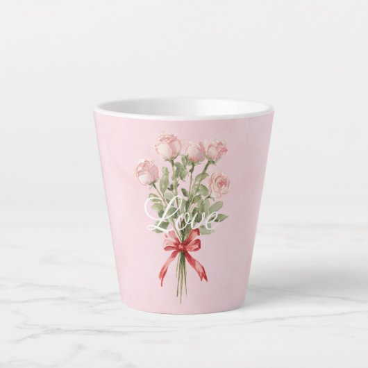 Pink Roses Floral Love Milchtasse (Vorderseite)