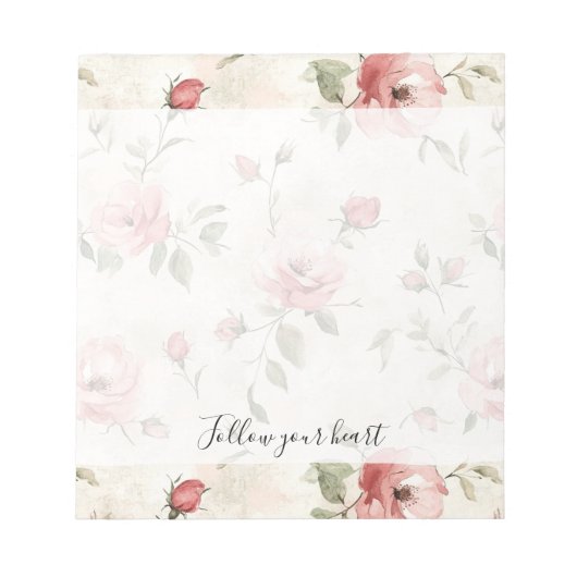 Pink Roses Floral  Notizblock (Vorderseite)
