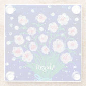 Pink Roses Floral Personalized Coaster Glasuntersetzer (Rückseite)