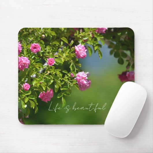Pink Roses Floral (photography by me) Mousepad (Mit Mouse)