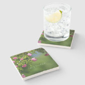 Pink Roses Floral (photography by me) Steinuntersetzer (Seitenansicht)