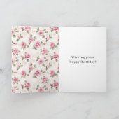 Pink Roses Floral Pretty Horse Pink Bow Birthday Karte (Innenseite)