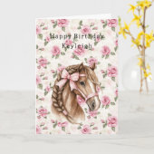 Pink Roses Floral Pretty Horse Pink Bow Birthday Karte (Gelbe Blume)