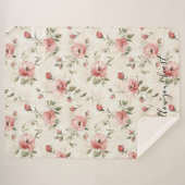 Pink Roses Floral Sherpadecke (Vorderseite (Horizontal))