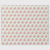 Pink Roses Flowers and Greenery Geschenkpapier (Flach)