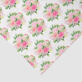 Pink Roses Flowers and Greenery Seidenpapier (Detail)