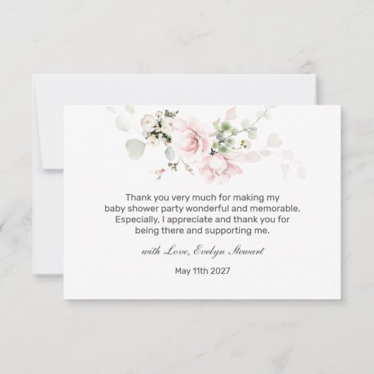 Pink Roses Foliage Kinderdusche Danke (Rückseite)