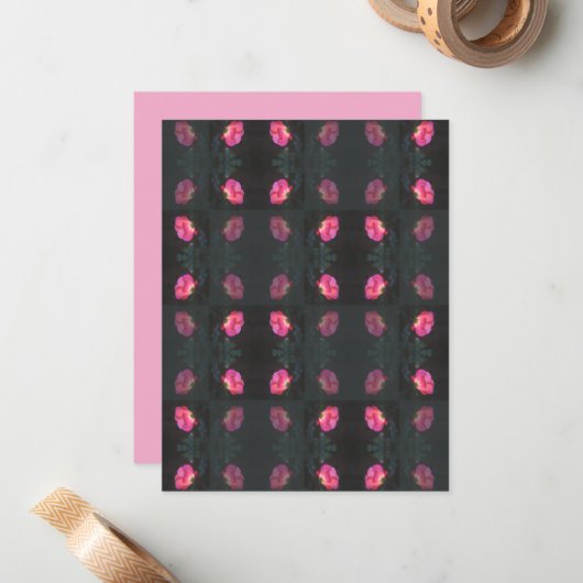 Pink Roses Garden Mitteilungskarte (Vorderseite/Rückseite Beispiel)