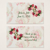 Pink Roses Gastgeschenk Hochzeit Hang Tag (Vorne & Hinten)
