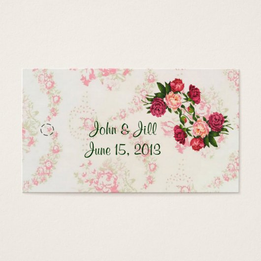 Pink Roses Gastgeschenk Hochzeit Hang Tag (Vorderseite)
