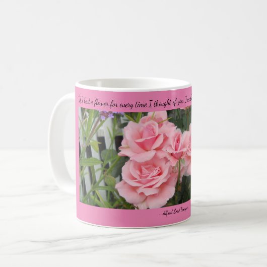Pink Roses Gedanken Sie Kaffee Tasse (Vorderseite Links)