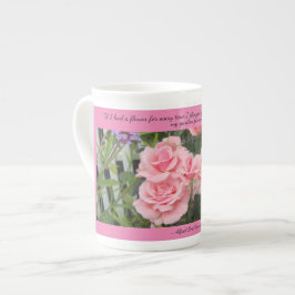 Pink Roses Gedanken Sie Knochen China Tasse