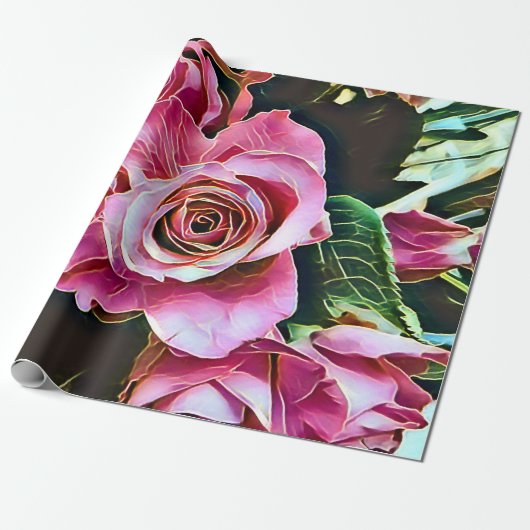 PINK ROSES GESCHENKPAPIER (Ungerollt)