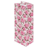 Pink Roses Geschenktasche Geschenktüte Für Weinflaschen (Rückseite Schrägansicht)