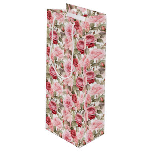 Pink Roses Geschenktasche Geschenktüte Für Weinflaschen
