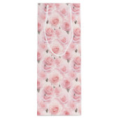 Pink Roses Geschenktasche Geschenktüte Für Weinflaschen (Rückseite)
