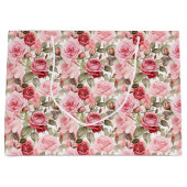 Pink Roses Geschenktasche Große Geschenktüte (Vorderseite)