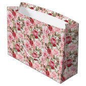 Pink Roses Geschenktasche Große Geschenktüte (Rückseite Schrägansicht)