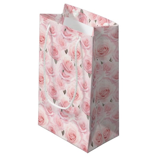 Pink Roses Geschenktasche Kleine Geschenktüte (Vorderseite Schrägansicht)