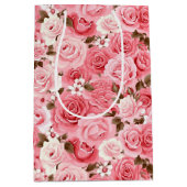Pink Roses Geschenktasche Mittlere Geschenktüte (Vorderseite)