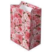 Pink Roses Geschenktasche Mittlere Geschenktüte (Rückseite Schrägansicht)