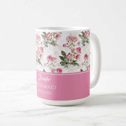 Pink Roses gestrichen Kaffeetasse (VorderseiteRechts)