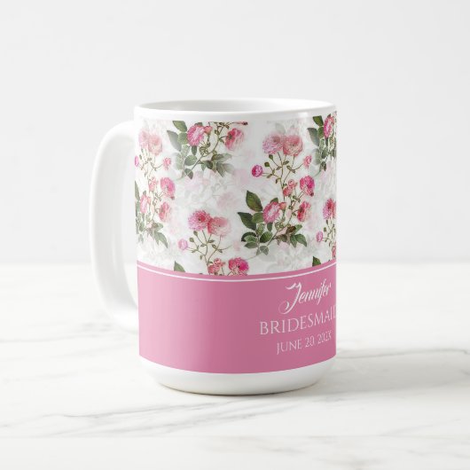 Pink Roses gestrichen Kaffeetasse (Vorderseite Links)
