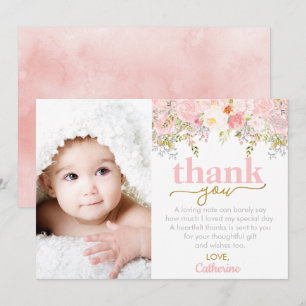 Pink Roses Girl Birthday Foto Danke Karte