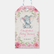 Pink Roses Girl Elephant Baby Dusche Gefallen Tag