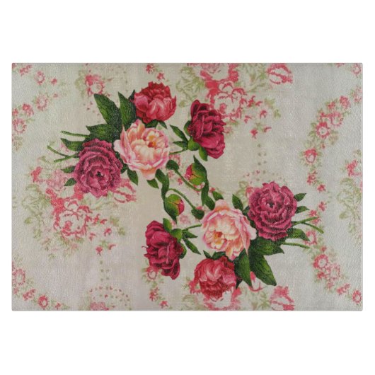Pink Roses Glas Schneidebrett (Vorderseite)
