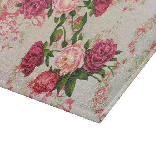 Pink Roses Glas Schneidebrett (Ecke)