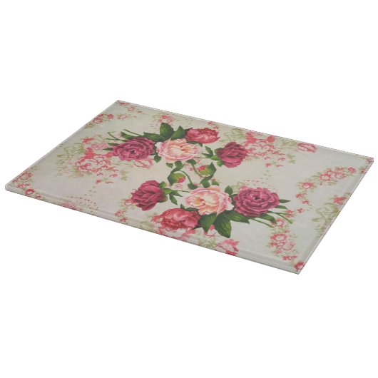 Pink Roses Glas Schneidebrett (Ecke)