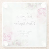 Pink Roses Glass Wedding Untersetzer (Rückseite)