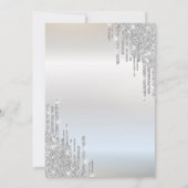 Pink Roses Glitter Drips Silver 80th Birthday Einladung (Rückseite)