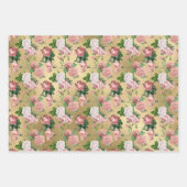 Pink Roses Gold Glam Glitz Geschenkpapier Set (Vorderseite)