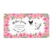 Pink Roses gold Leaves Egg Pappe Label (Vorne)