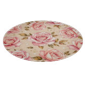 Pink Roses Golden Leaves Pattern Schneidebrett (Ecke)